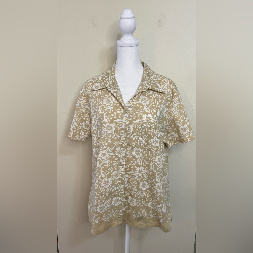 Fade Glory Women’s Hawaian Print Button Up Short Sleeve Shirt Size Large